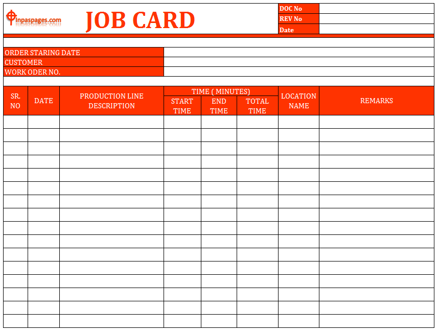 Job Card Template Mechanic Professional Sample Template