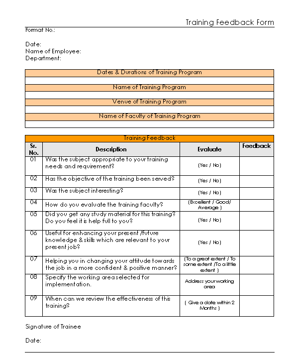 Training Feedback Form