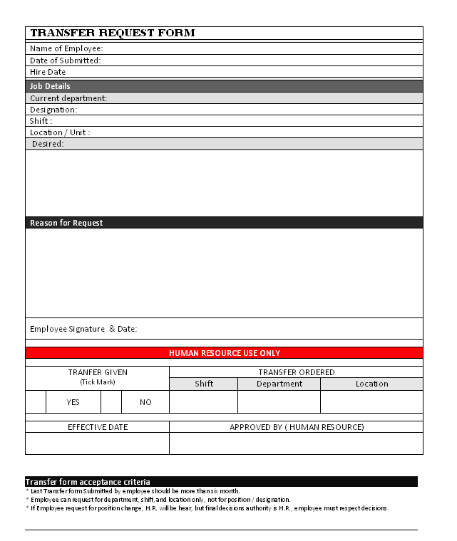 Transfer Request Form
