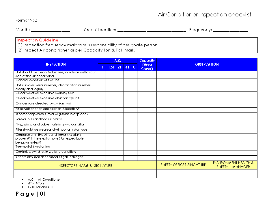 Preventive Maintenance Checklist Air Conditioners At Priscilla Hurley Blog