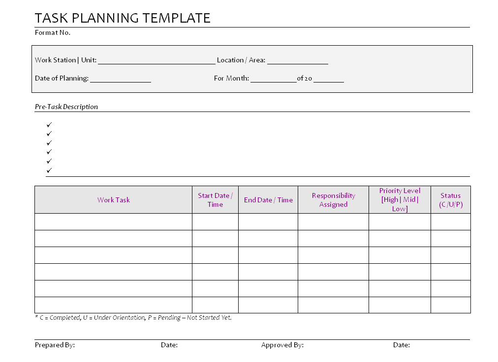 Task Planning Template