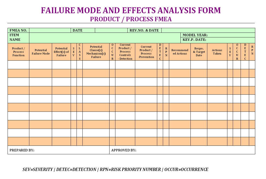 Failure Mode Effects Analysis Form