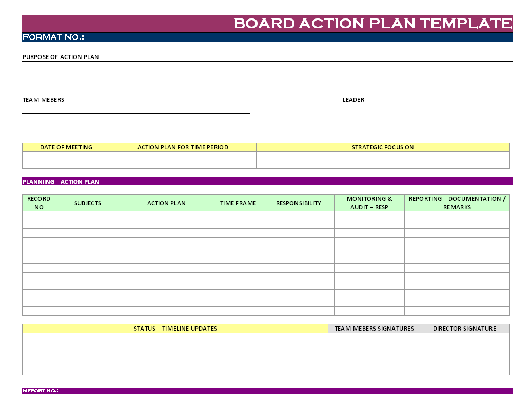 action plan templates excel