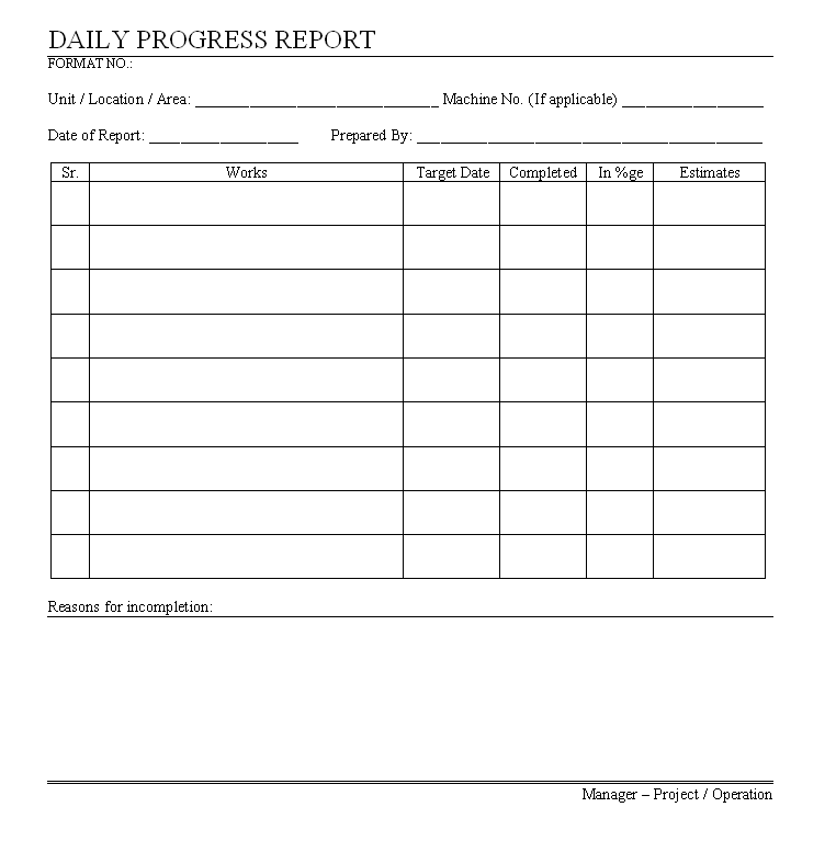 Daily Progress Report