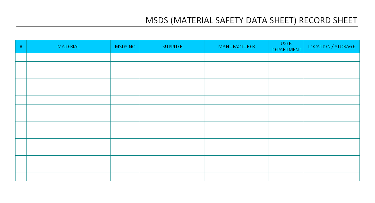 MSDS Record Sheet