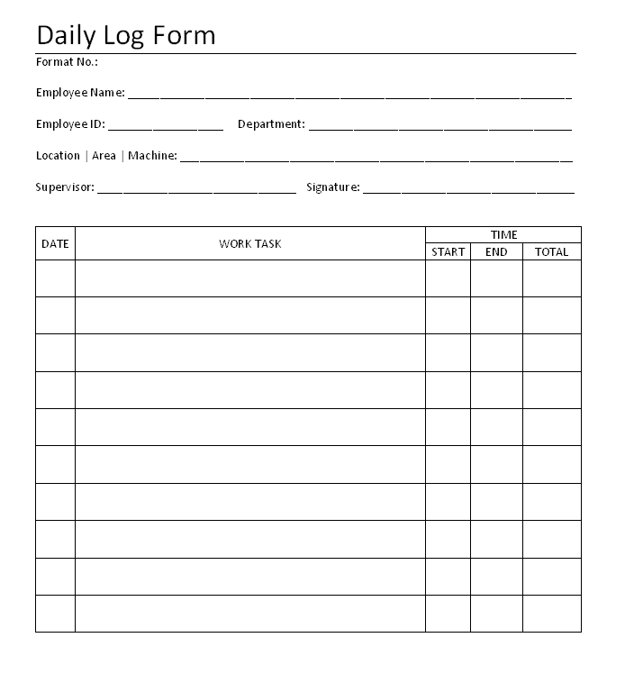 Daily Log Form