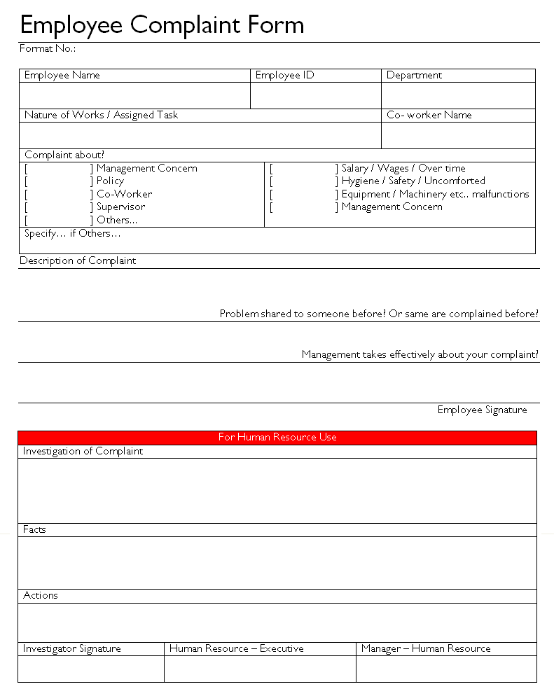 Employee Complaint Form