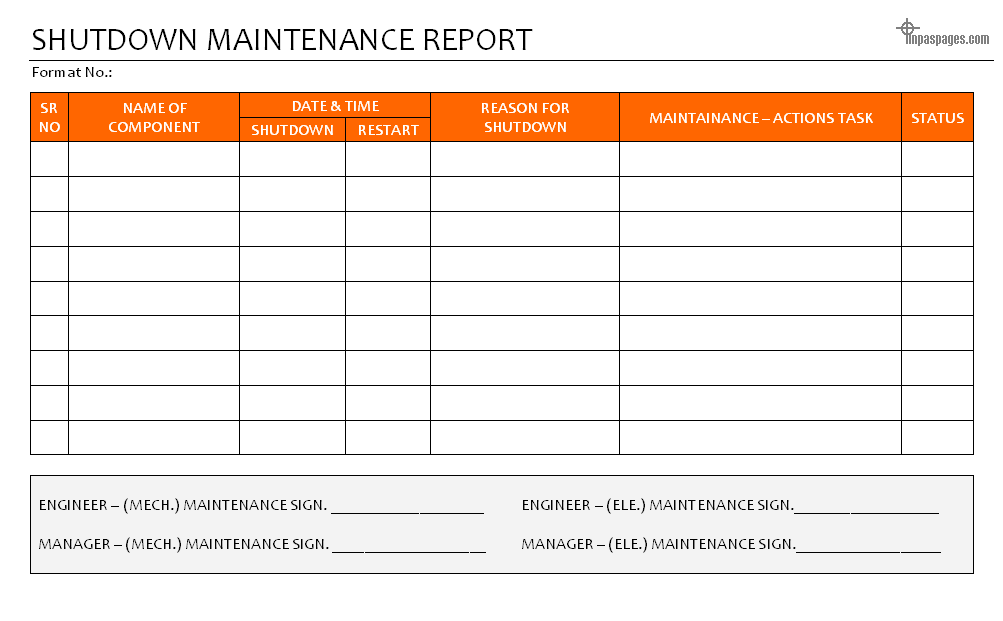 Shutdown Maintenance Report