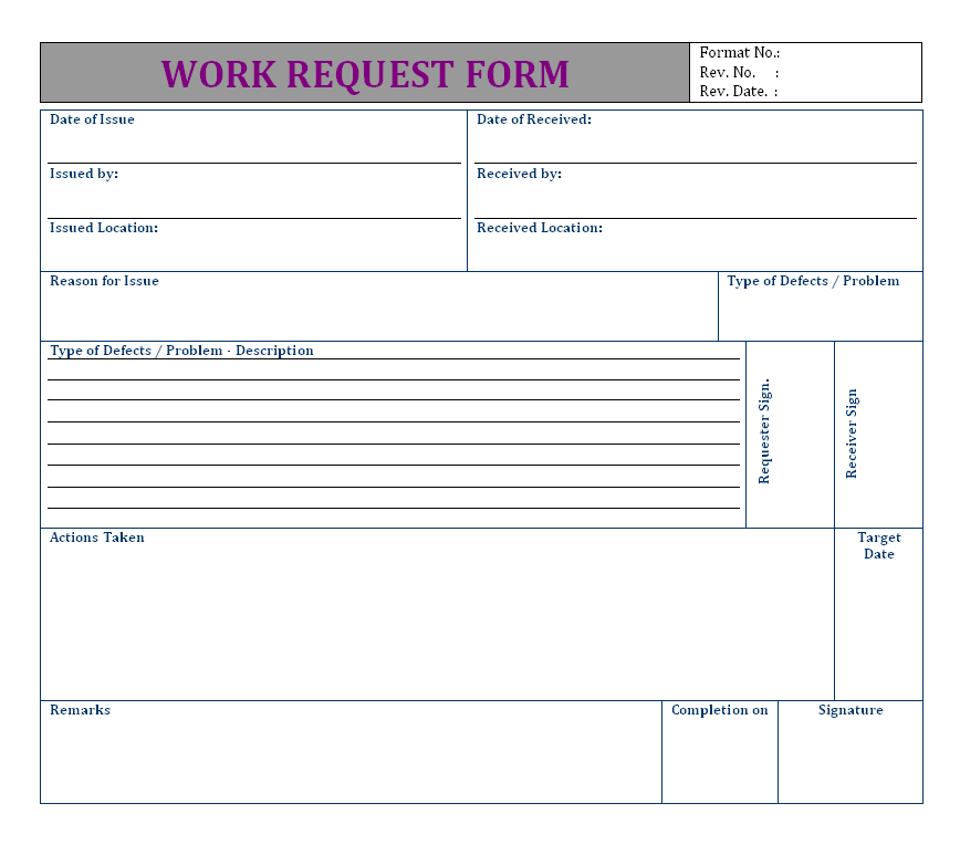 Work Request Process And Systems