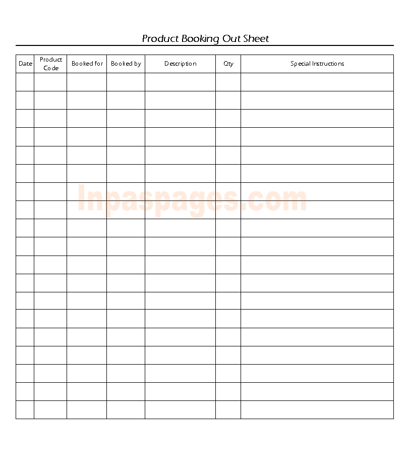 Product booking out documentation