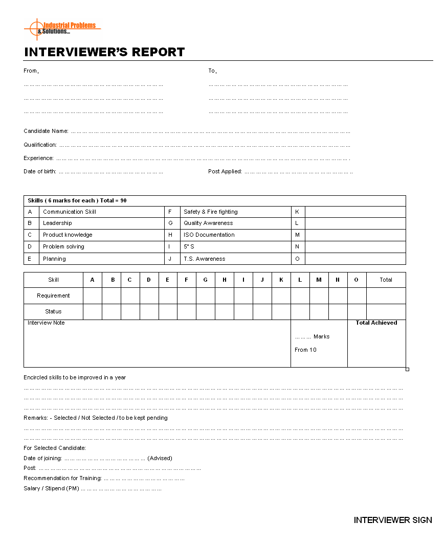 How To Write A Report After An Interview To Someone For Job