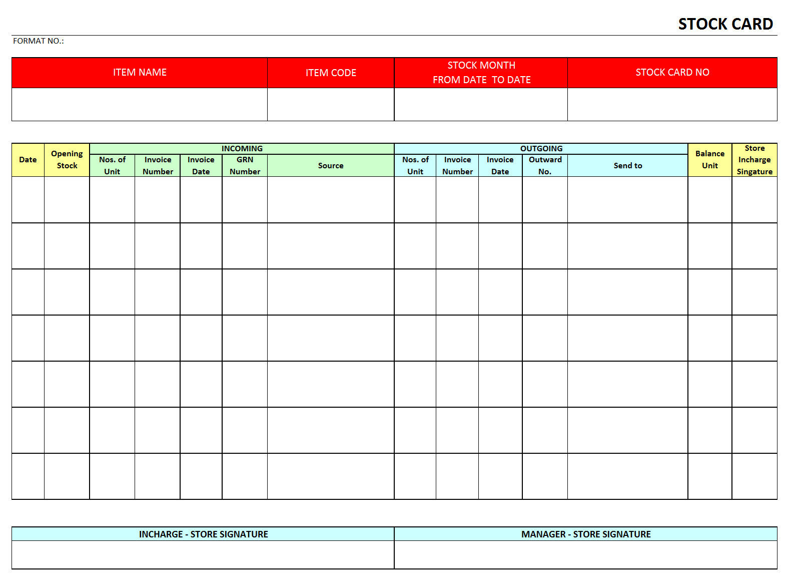 Stock Card Format Samples Word Document Download