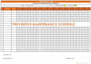 Preventive maintenance schedule: maintenance Task