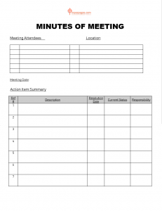 Write professional minutes of meeting format | Minutes of meeting templates