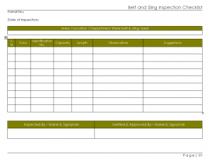 Belt & sling inspection checklist