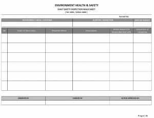 Safety Inspection walk sheet