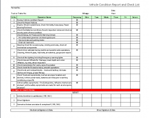 Vehicle Checklist form