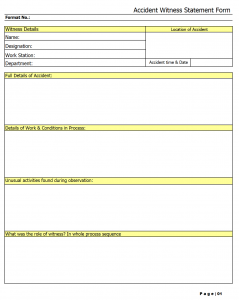 Accident witness statement form