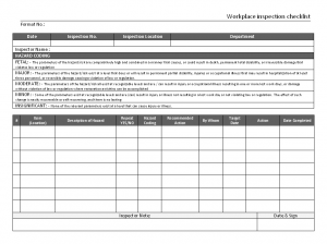 Workplace inspection checklist