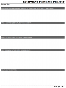 Equipment Purchase project form