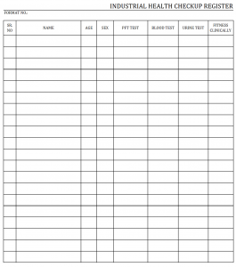 Industrial health checkup register