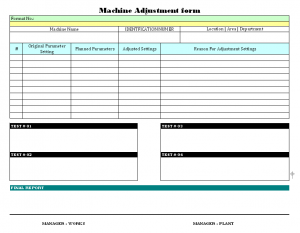 Machine Adjustment Form