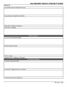 Machinery design project form