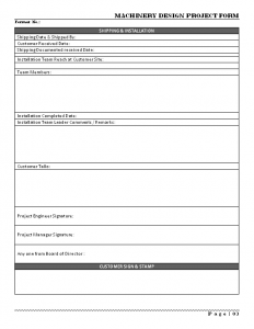 Machinery design project form