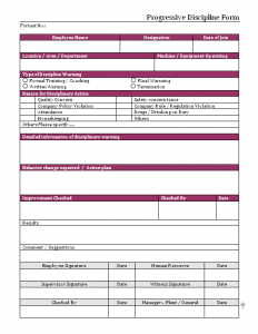 Progressive Discipline form