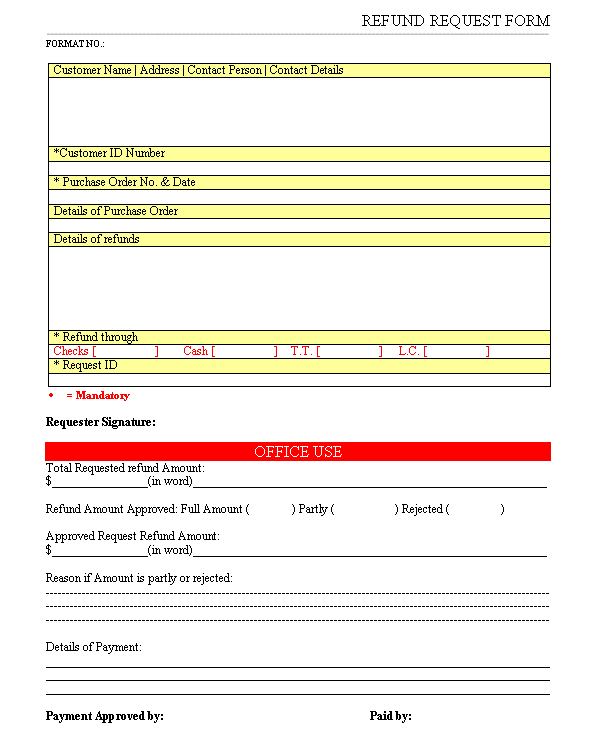 Refund Request Form