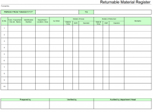 Returnable material register
