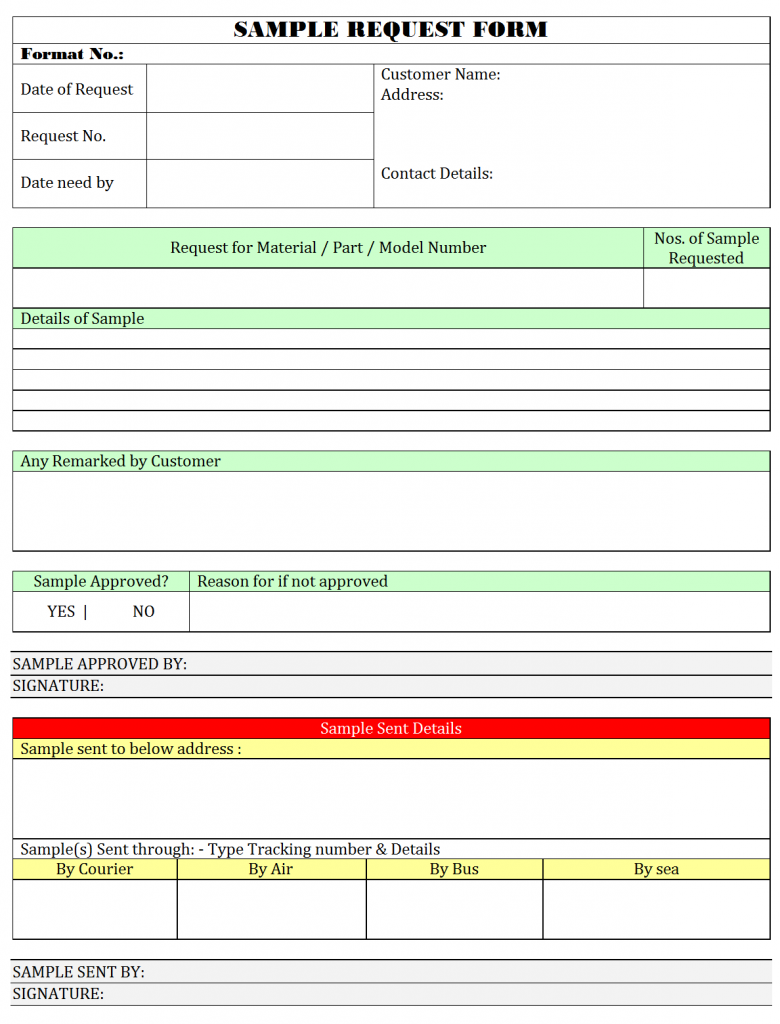 Sample request form