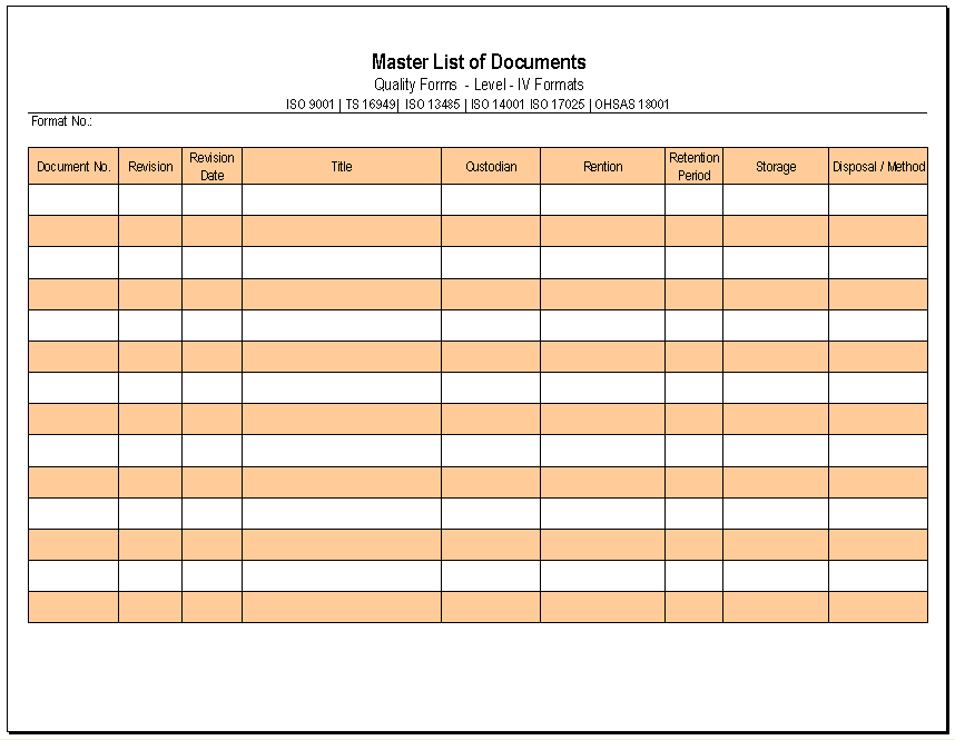 Master List Of Documents