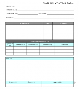 Material Control form