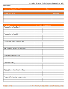 production safety inspection checklist