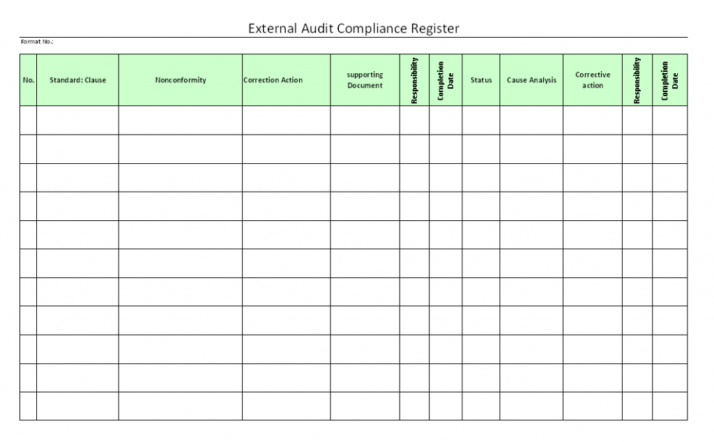 External Audit Compliance Register