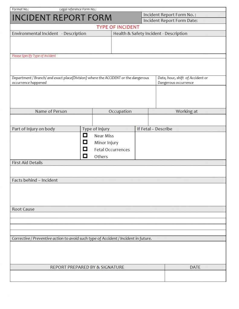 Incident Report form