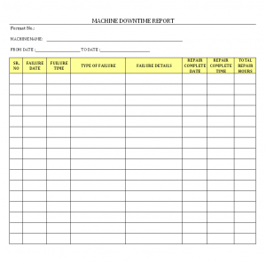 Machine downtime report