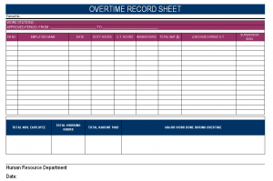 Overtime Record sheet