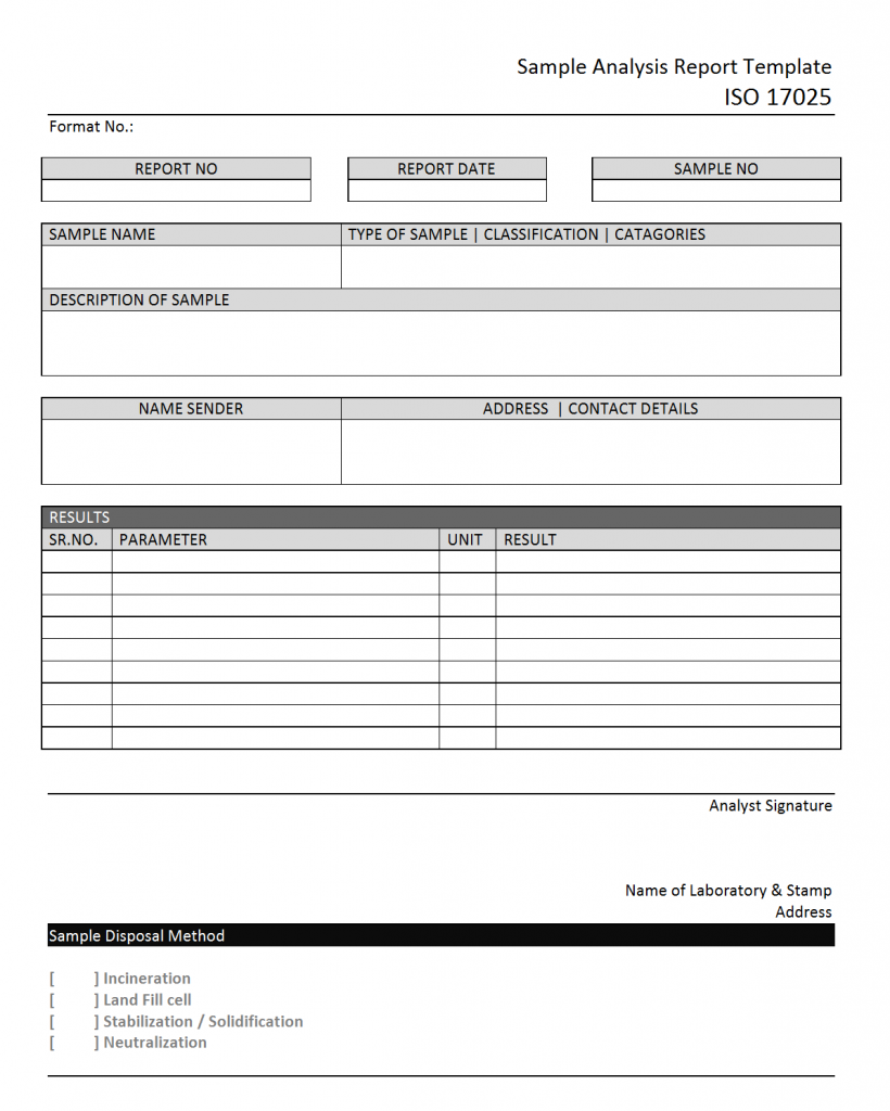 Sample Analysis Report Template