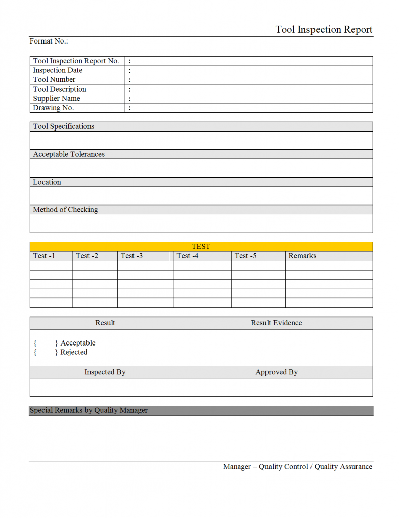 Tool Inspection Report