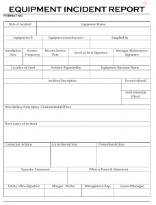 Equipment incident report | Incident Form