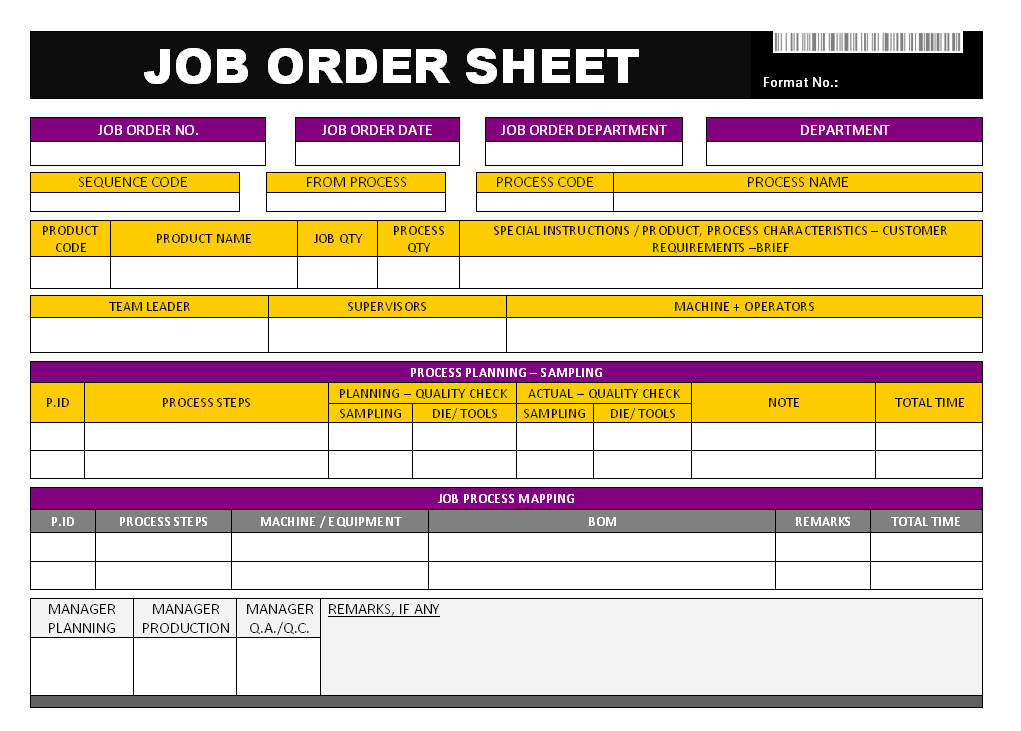 Job order Sheet