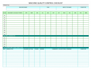 Machine Quality Control Checklist - Quality audit of machine