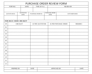 Purchase order Review Form