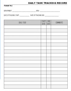 Daily task tracking record