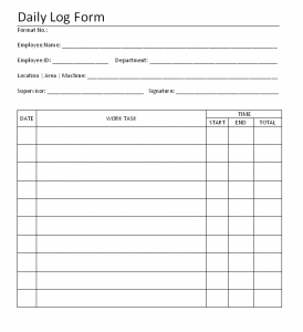 Daily log form