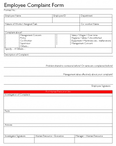 Employee complaint form