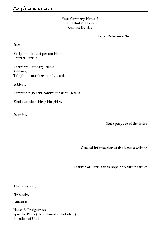 Sample Business Letter