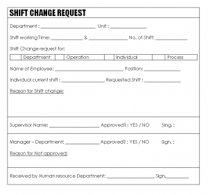 Production shift change request process